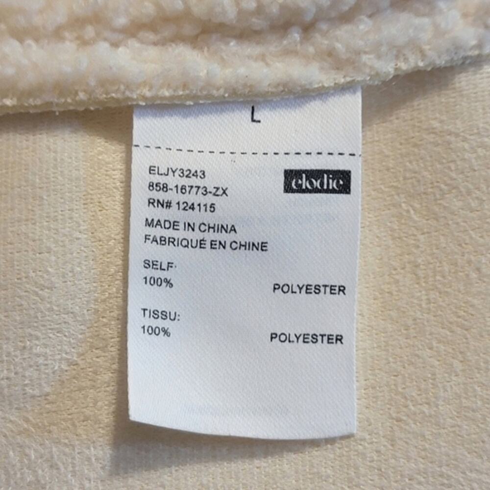 Elodie Sherpa Teddy Button-Down Crop Coat Jacket Ivory Cream Chic Cozy L - Picture 10 of 11